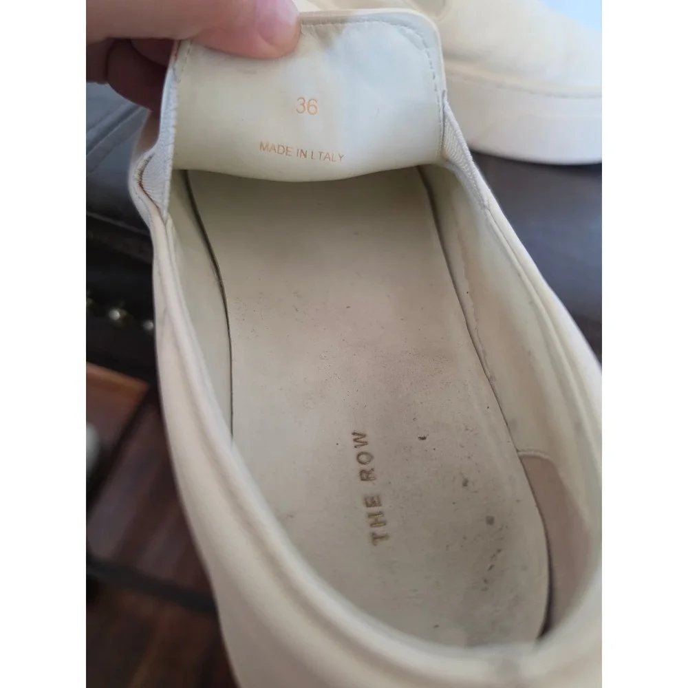 THE ROW Cream Leather Platform‎ Minimalist Old money Slip On Shoes sz 36 US 5.5
